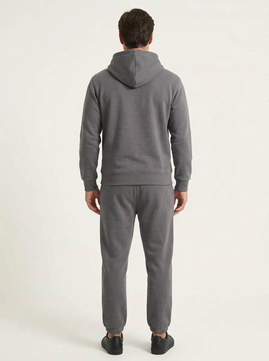 Men's Geometric Mountain Print Hoodie & Cuffed Jogger Set