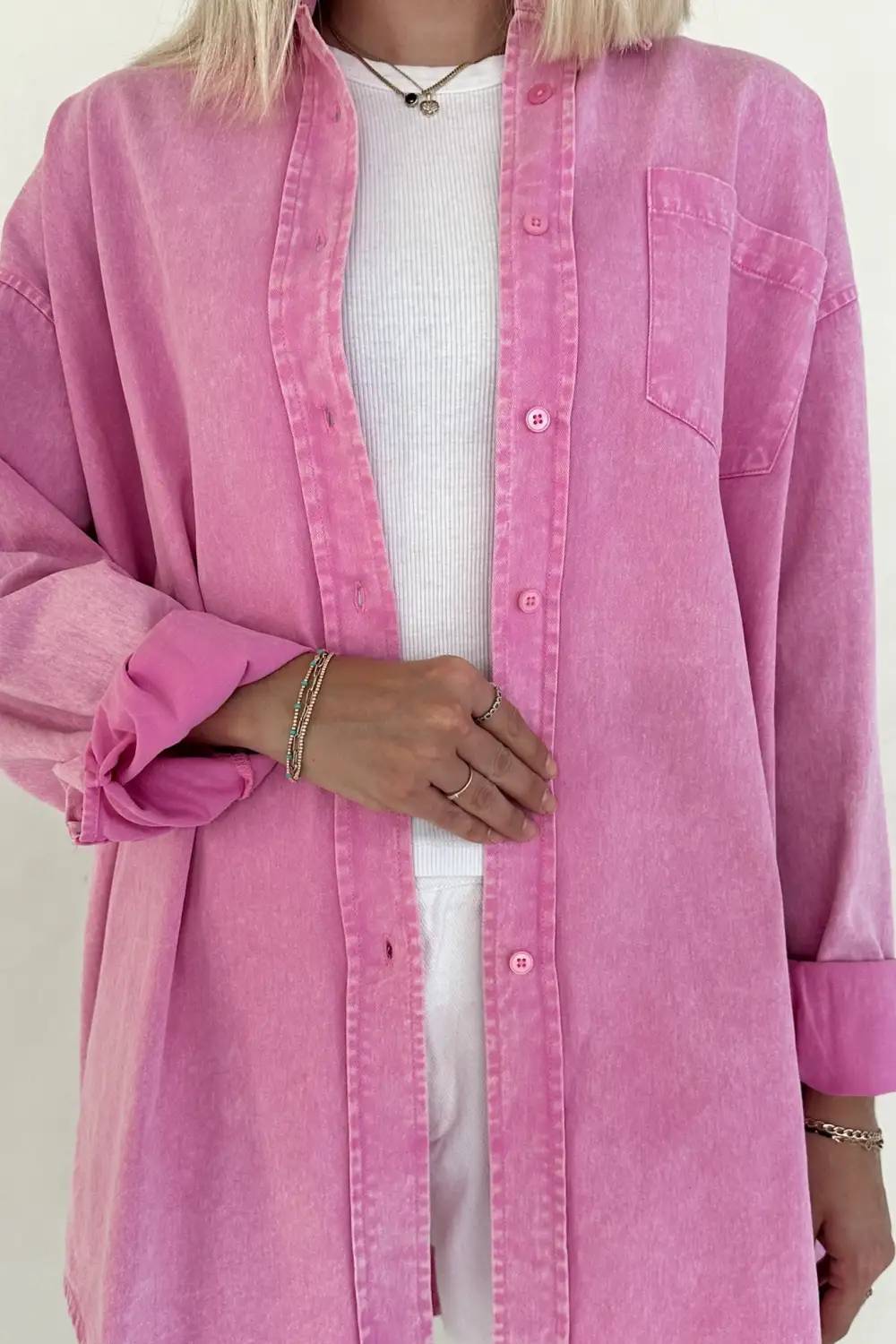 Smooth Fit Denim Oversized Shirt