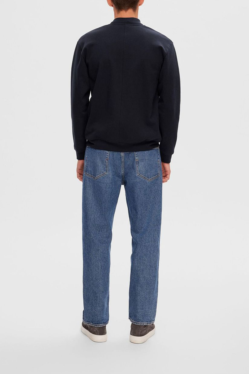 Dark Blue Jersey Bomber Jacket