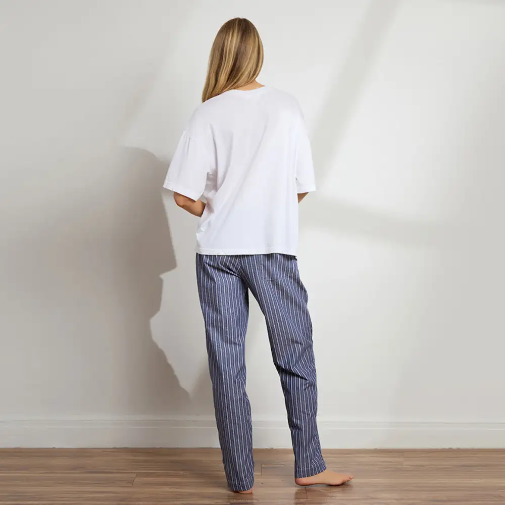 Unisex Striped Cotton Boyfriend Pant