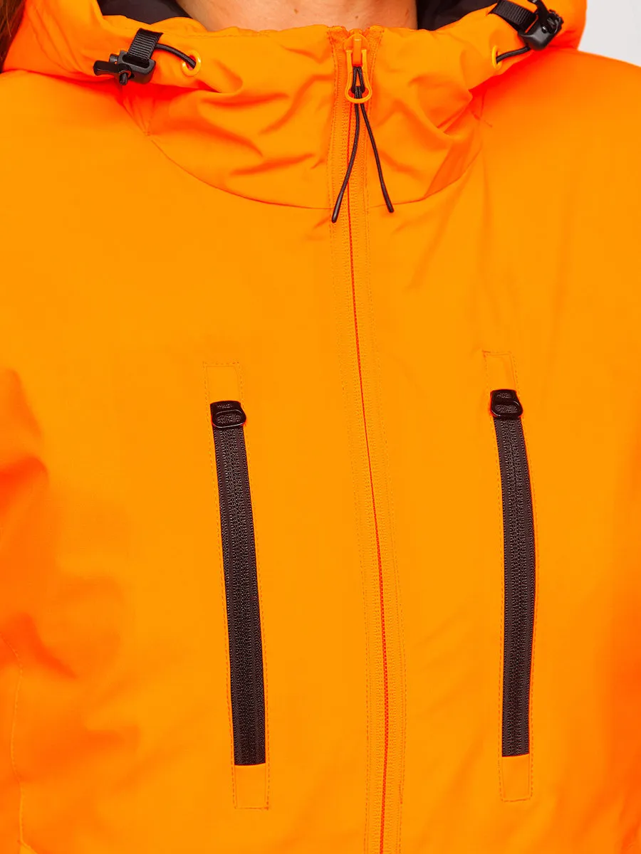 Orange women's winter ski jacket