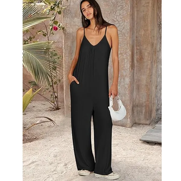 Plus-Size Fashion — Wide-Leg Suspender Jumpsuit