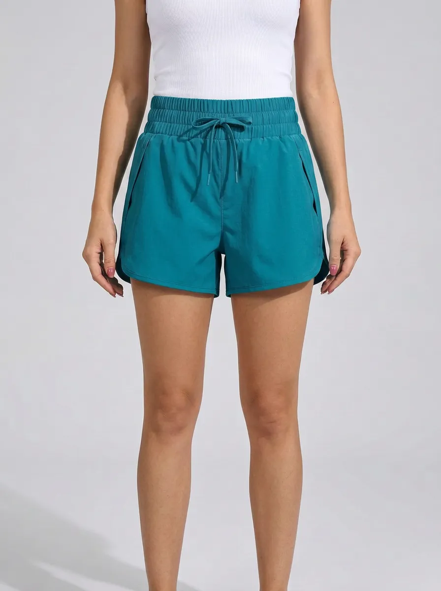Women's Curved-Hem Drawstring Athletic Shorts