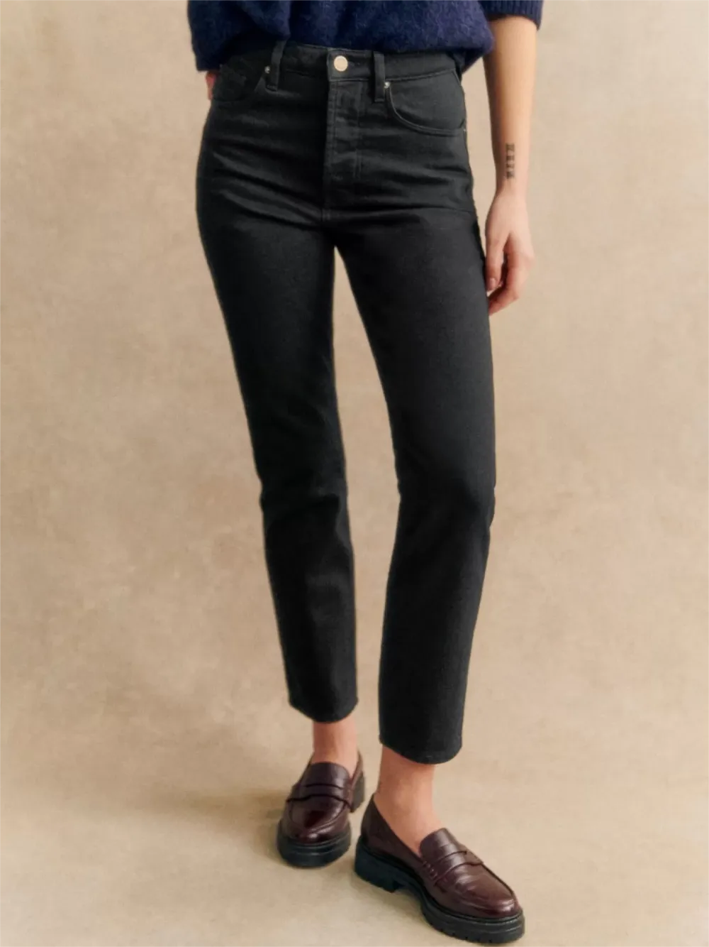 Button Fly Black Denim