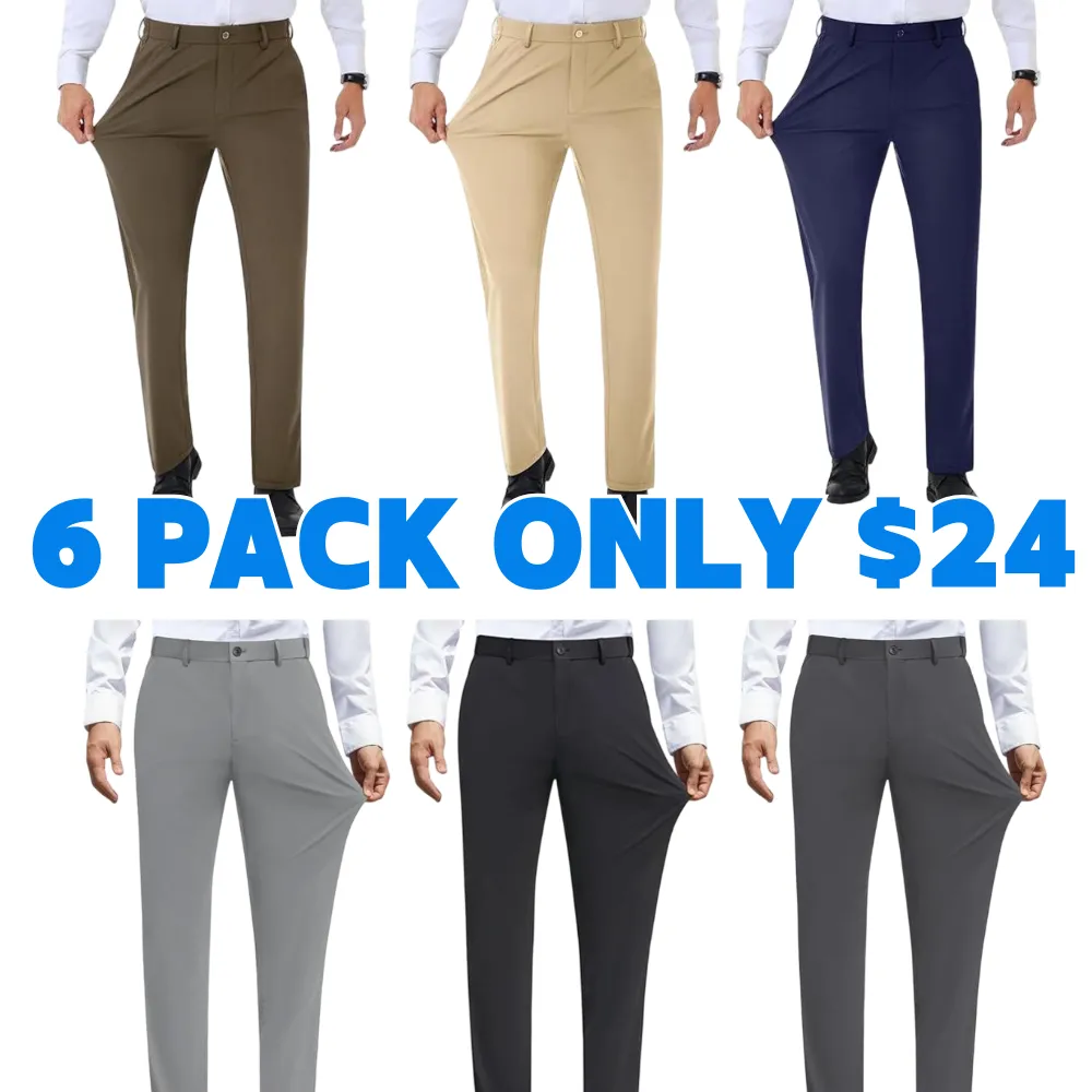 🔥 Black Friday Deal: Men's Stretch Dress Pants 👖 No Iron + Expandable Waist | Golf/Business Casual