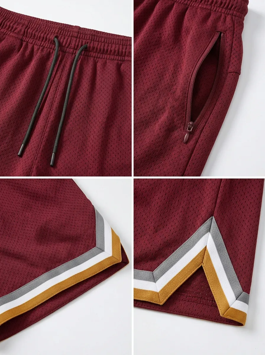 Sporty Striped Detail Mesh Detail Finish Men's Basketball Shorts