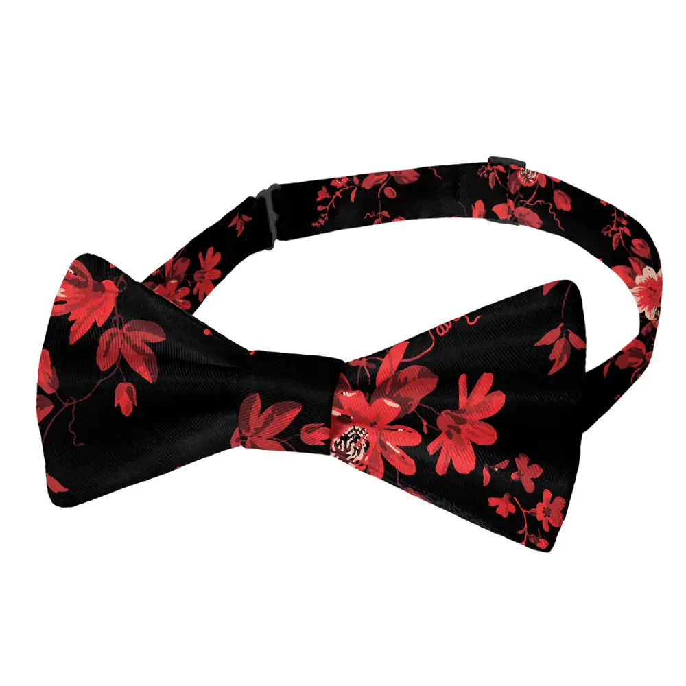 Noir Floral Motif Bow Tie