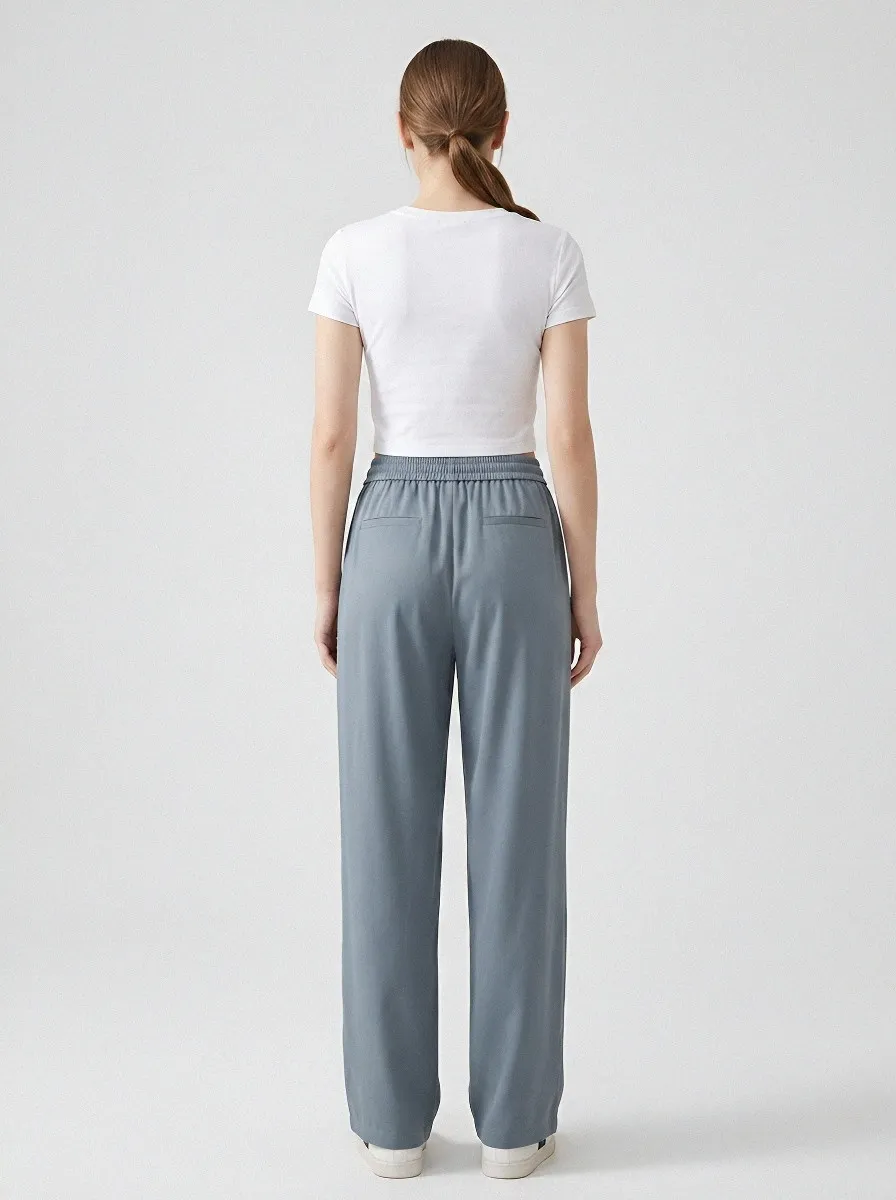 Women's Ice Silk Wide-Leg Drawstring Daily-Wear Casual Pants