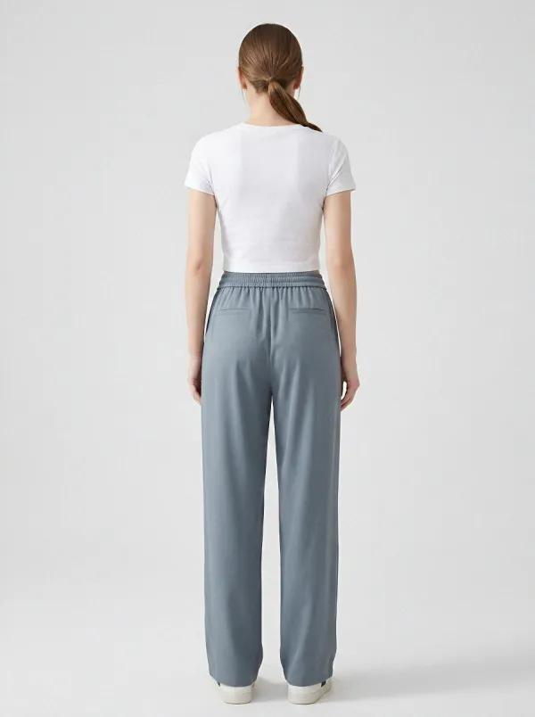Women's Ice Silk Wide-Leg Drawstring Daily-Wear Casual Pants