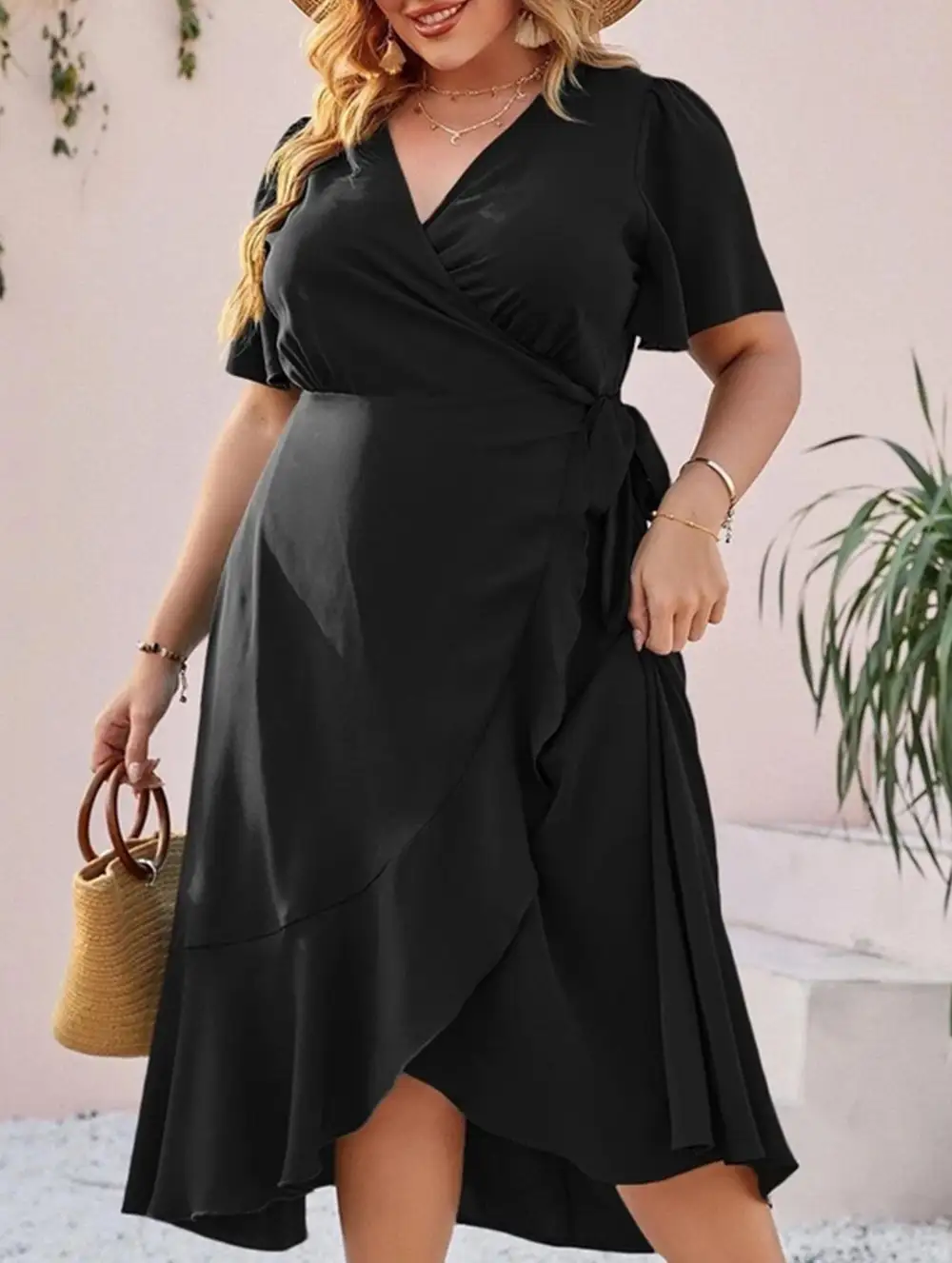 Large Size Slim Fit Dress Split Hem