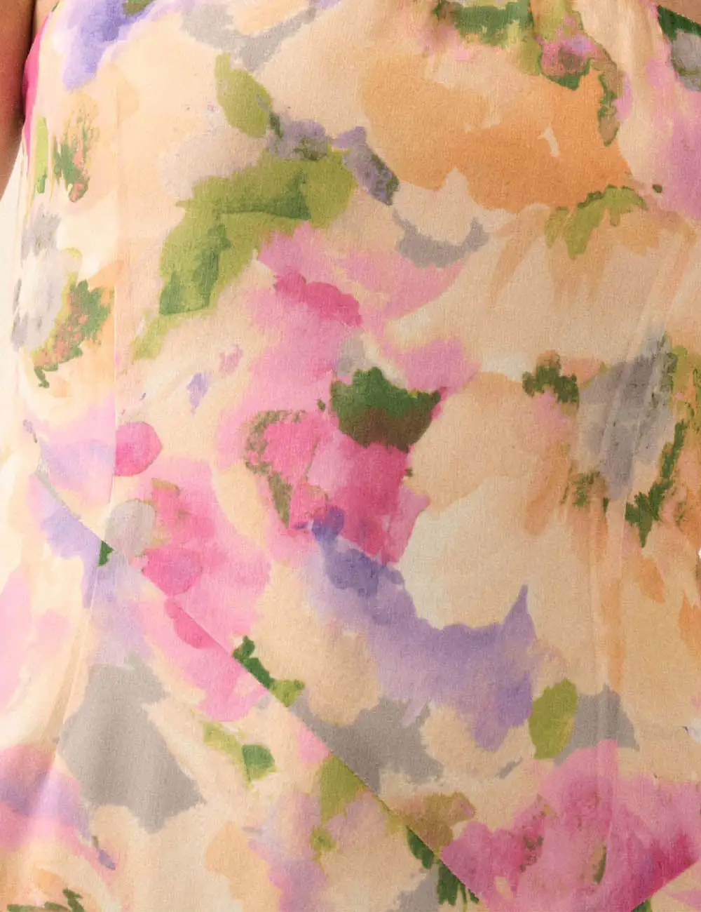 Strapless Watercolor Chiffon Side Slit Maxi Dress