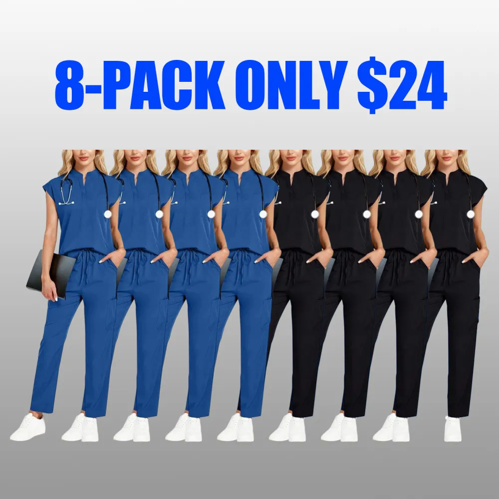 Women's V-Neck Workwear – Short Sleeve & Sleeveless Options with Inner Lining