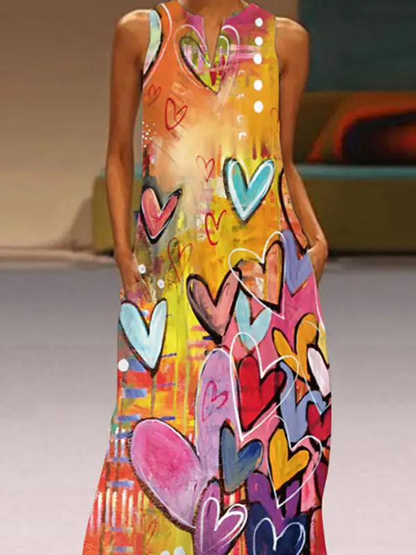 Heart Neck Maxi Dress
