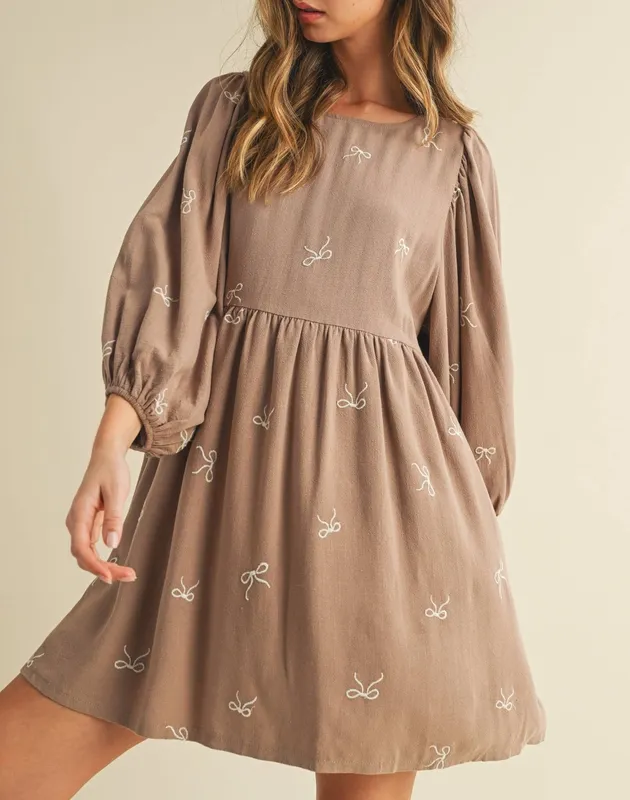 Floral Gauze Puff Sleeve Babydoll Mini Dress