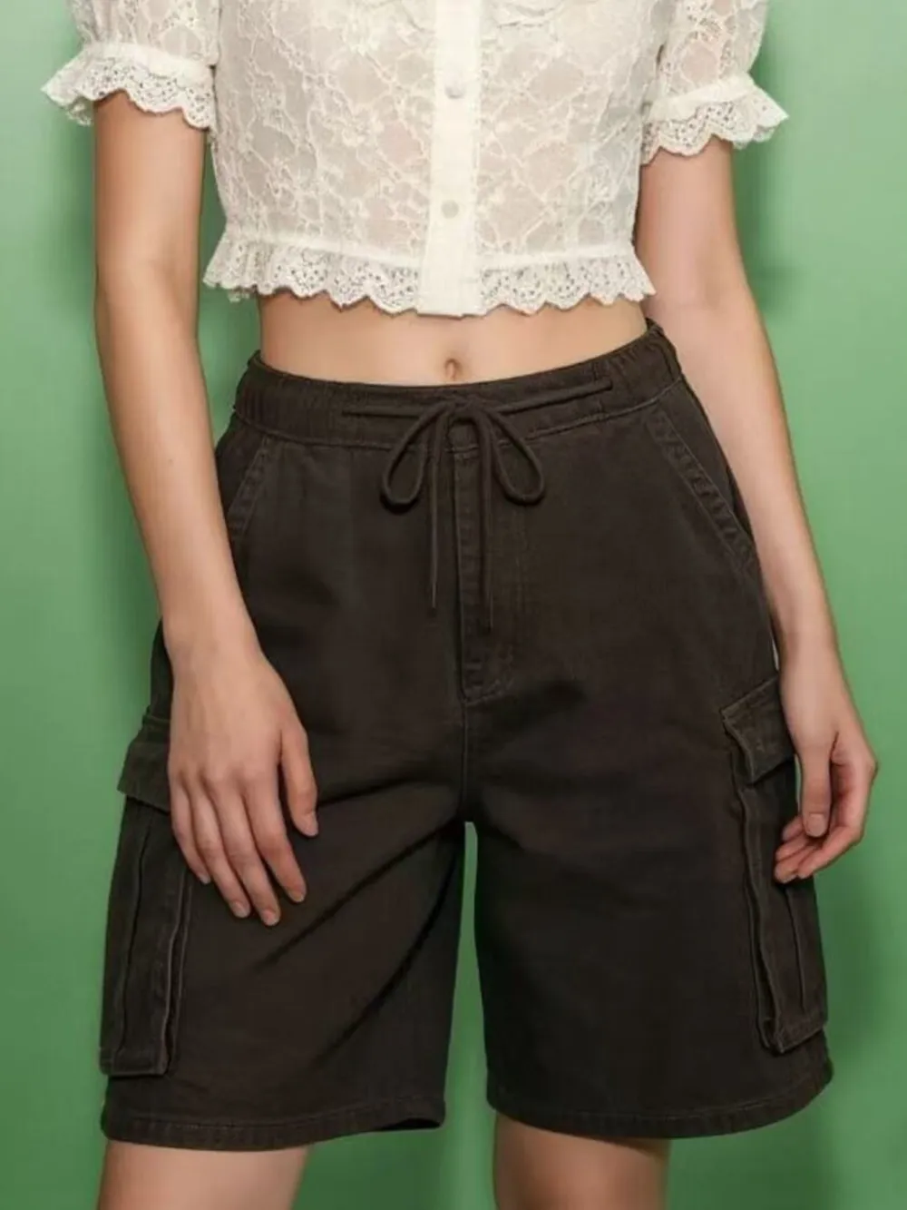 Drawstring Utility Cargo Shorts
