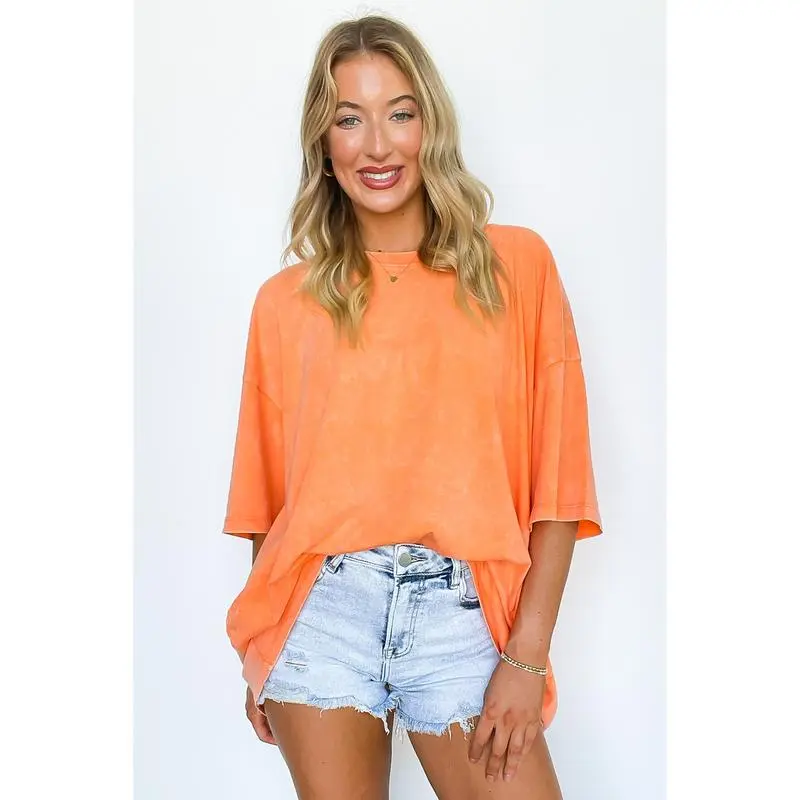 6PACK-Mineral Wash Oversized Top - BACK IN STOCK