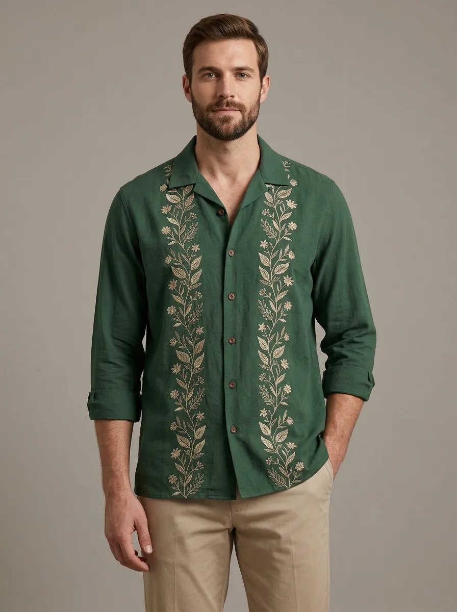 Men's Floral Embroidered Weekend Shirt