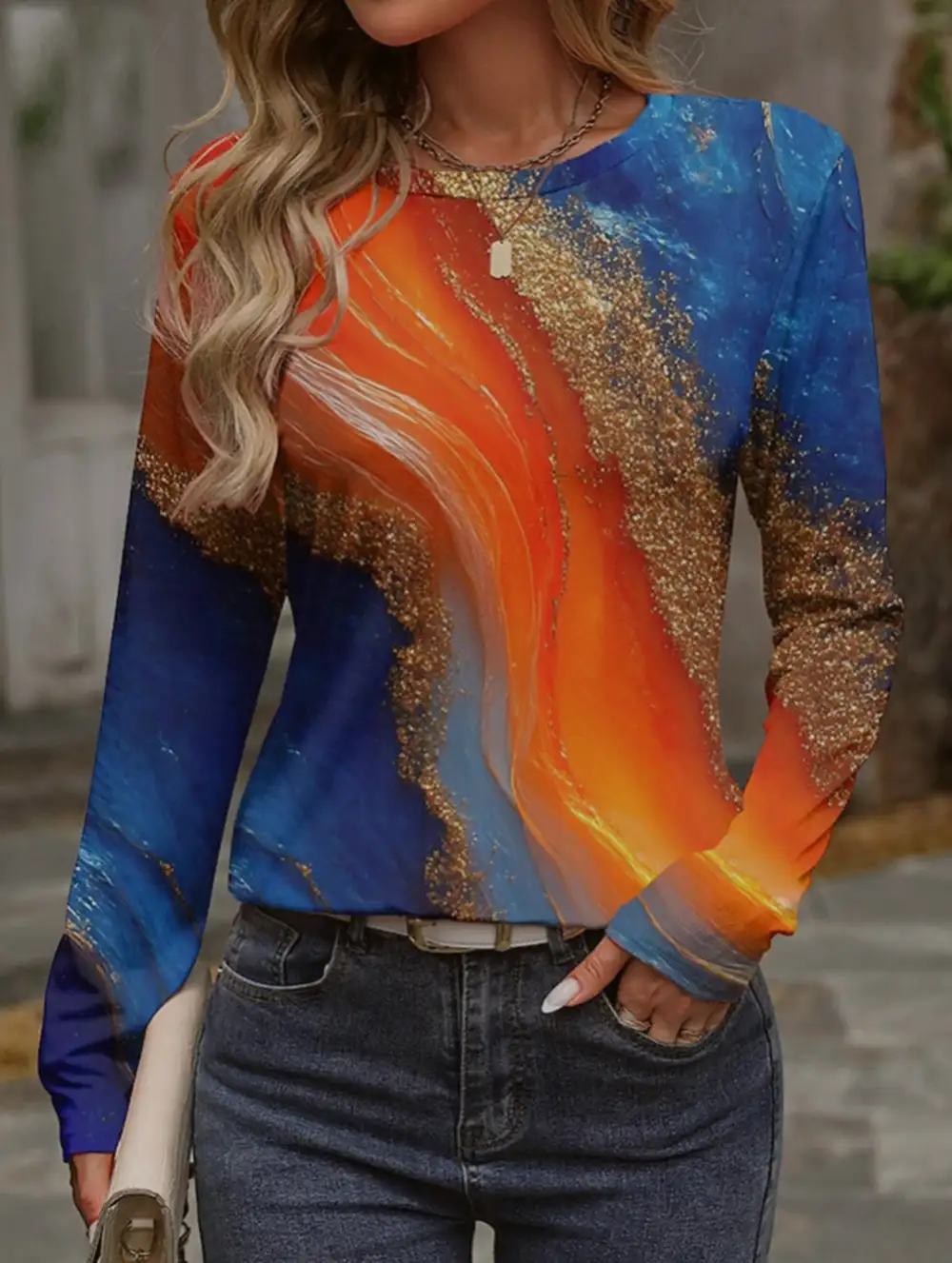 Comfortable Sports Round Neck Long Sleeve Tee