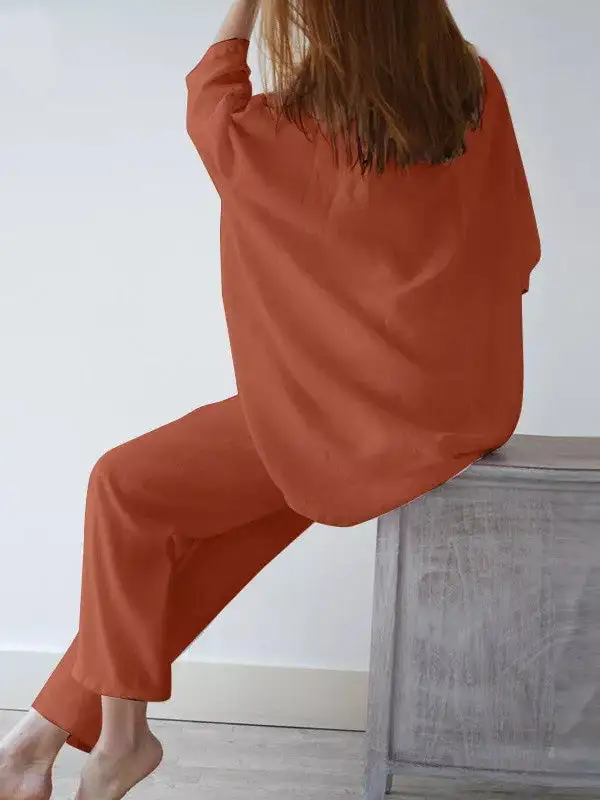 Relaxed Long Sleeve Tee And Pants Set