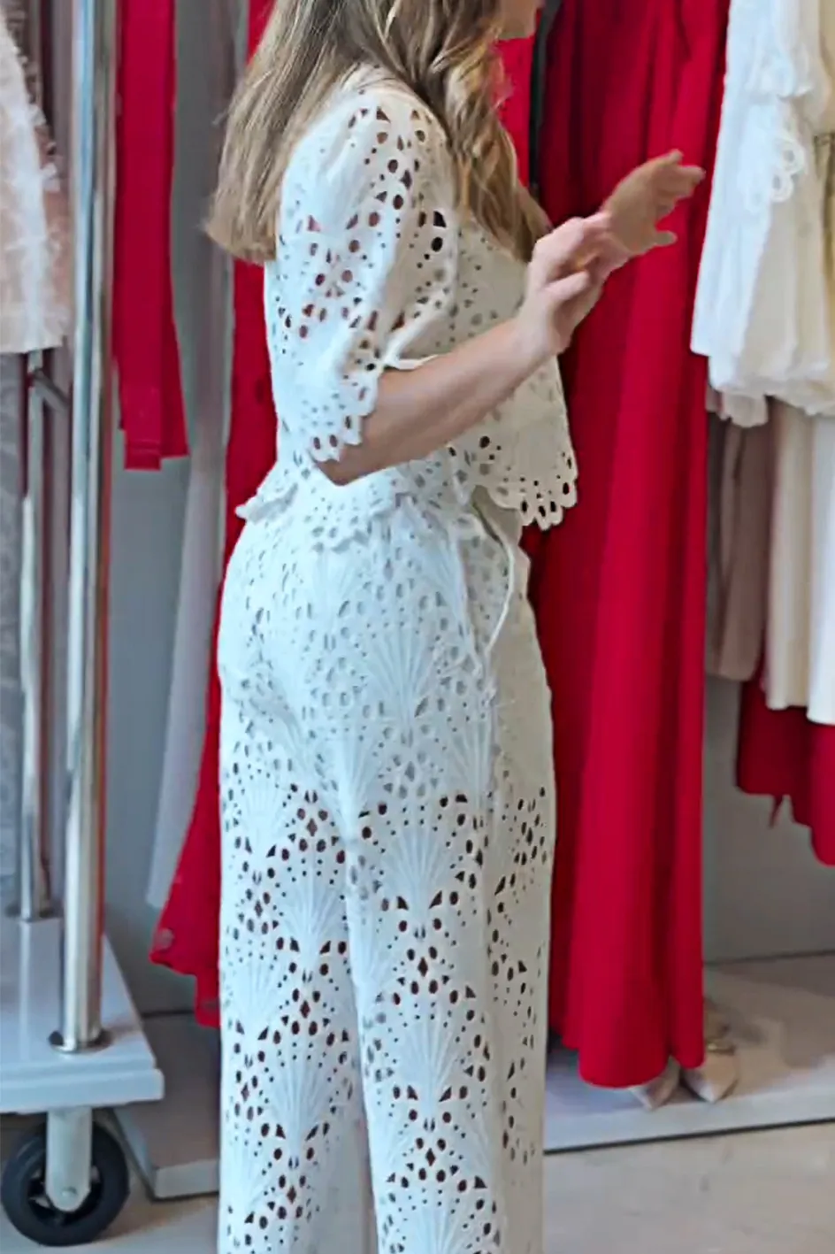 Women'S Hollow Top & Pants Set