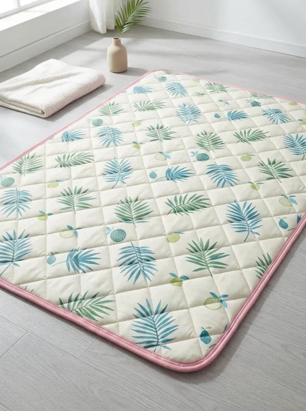 Tropical Palm Leaf Fruit Pattern Cooling Mat