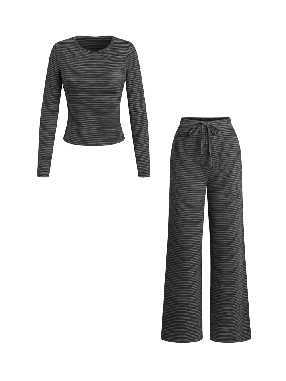 Women's striped printed long-sleeved T-shirt and trousers, casual two-piece set