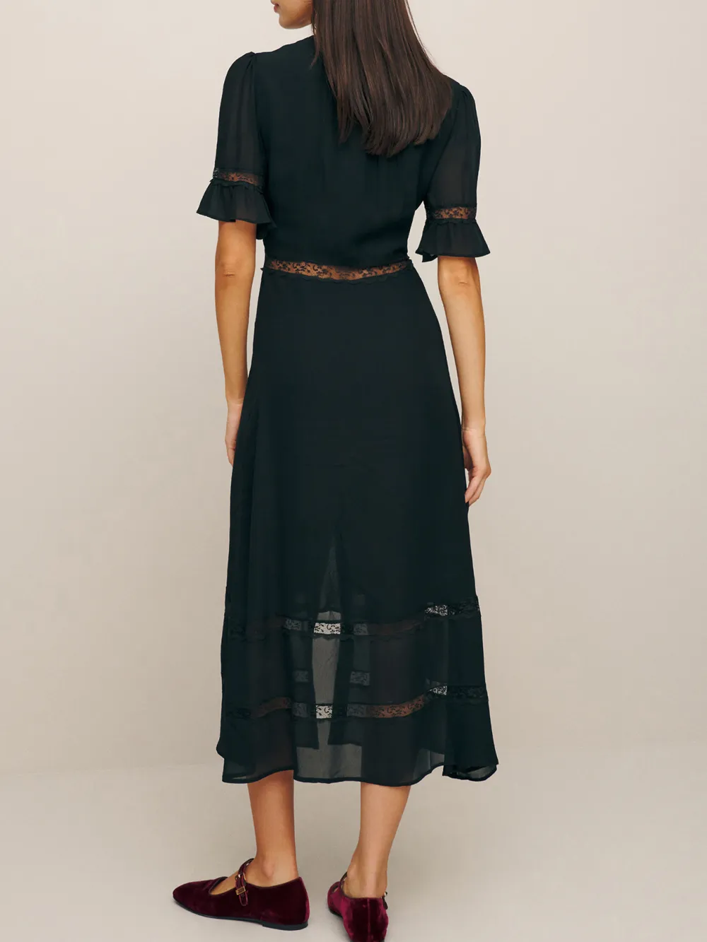 Button Front Split Hem Short Sleeve Dress