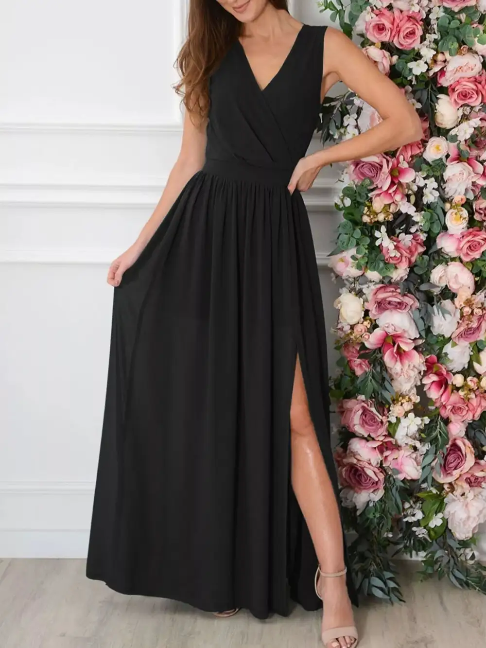 Comfort Fit Slit Sleeveless Maxi Dress
