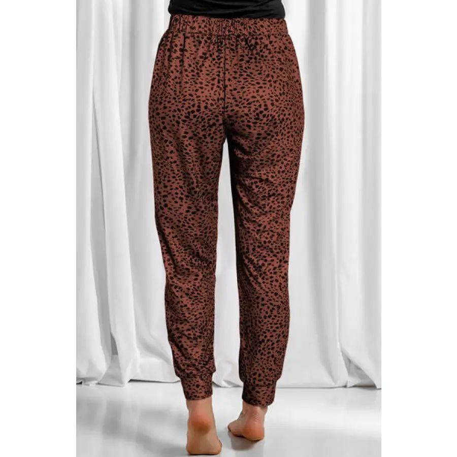 Full Size Leopard Drawstring Pocketed Pants