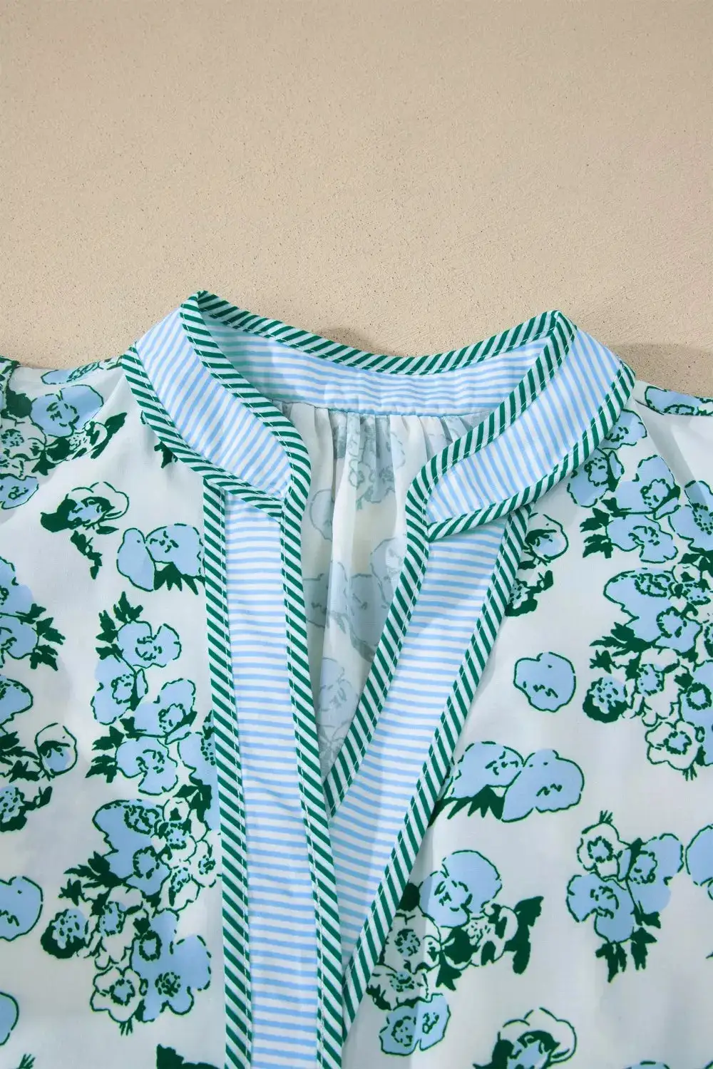 Floral Meets Stripes V Neck Flutter Sleeve