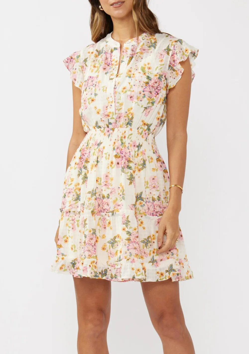 Half Button Floral Dress