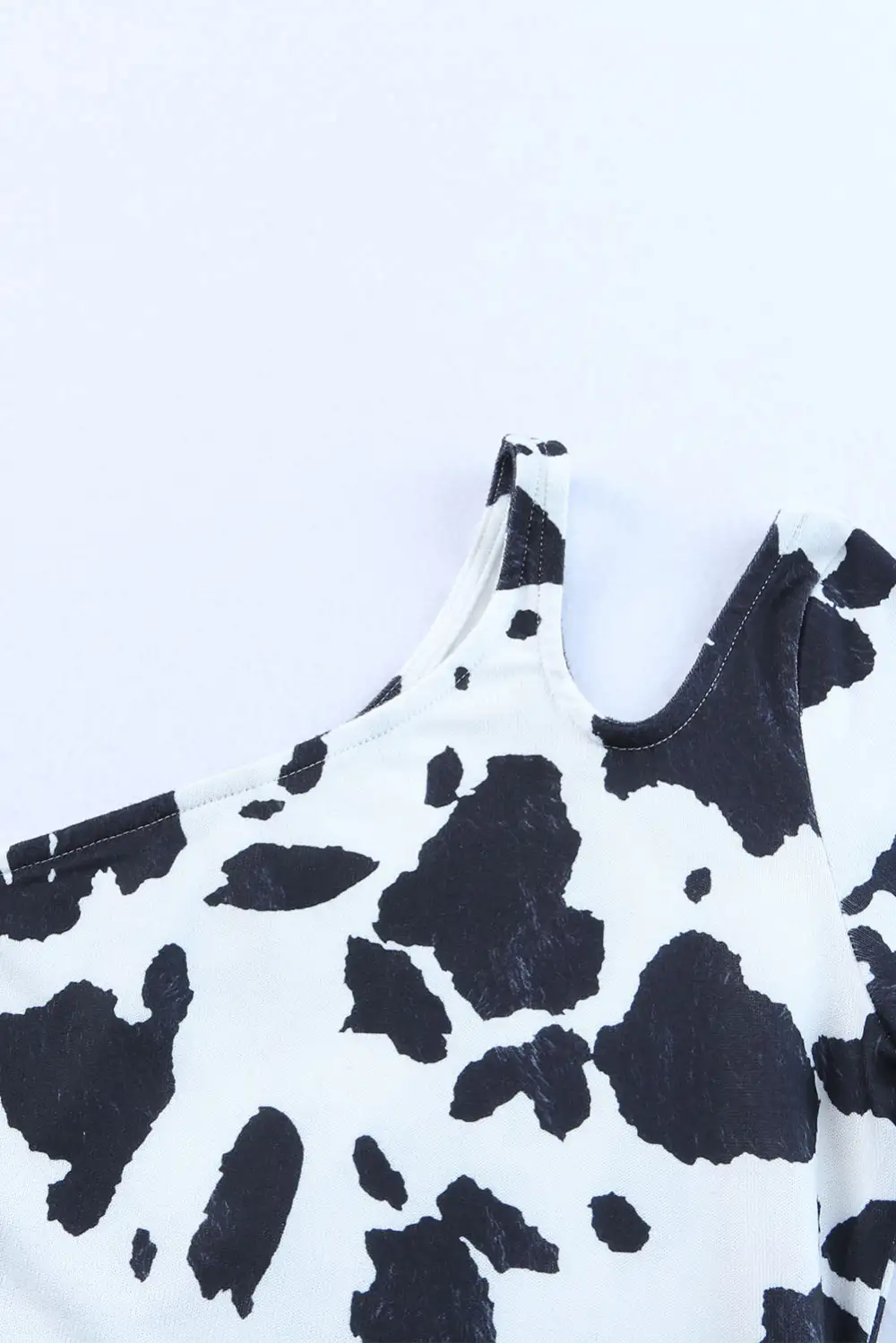 One Shoulder Cow Print Cut