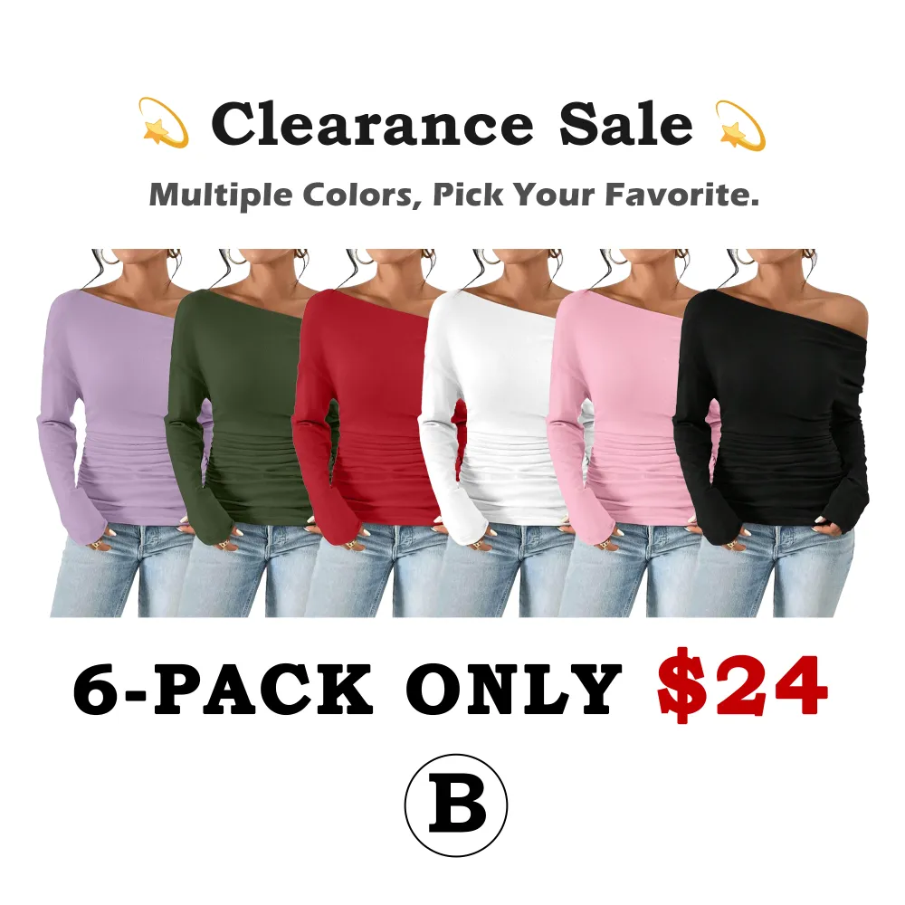 Women's Plain Ruched Asymmetrical Neck Drop Shoulder Tee, Casual Long Sleeve T-Shirt for Spring & Fall, Women's Top for Daily Wear