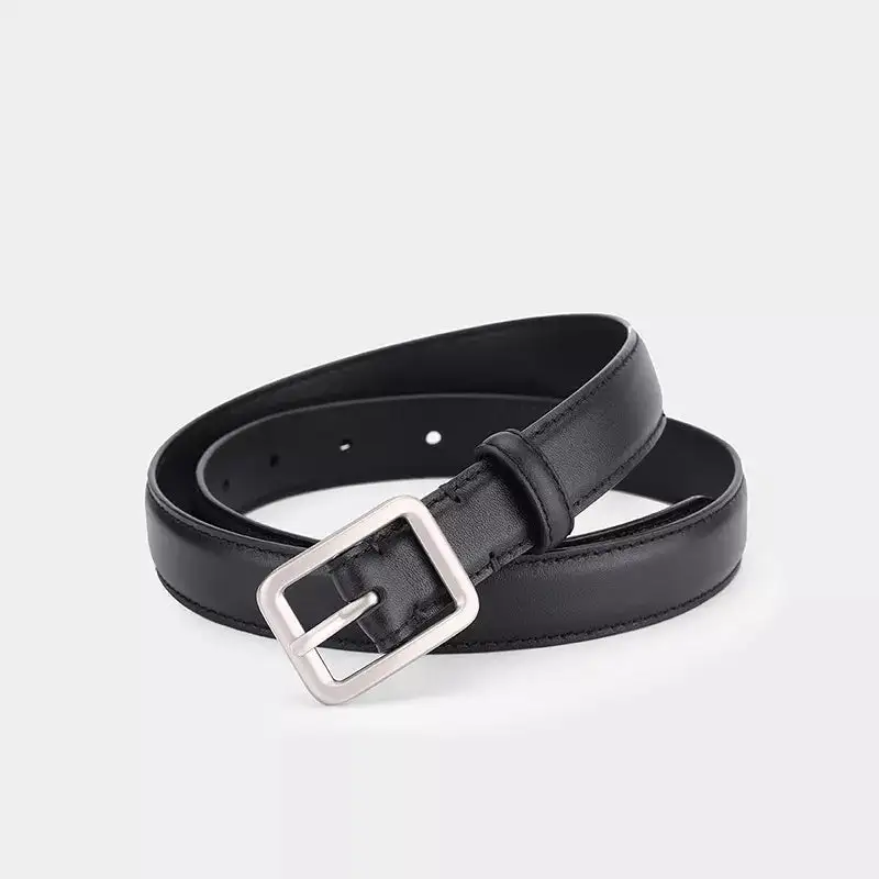 Minimal Classic Leather Belt with Buckle