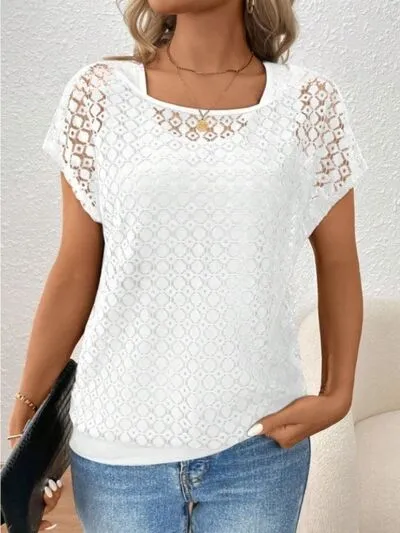 Everyday Short-Sleeve Lace-Detail T-Shirt