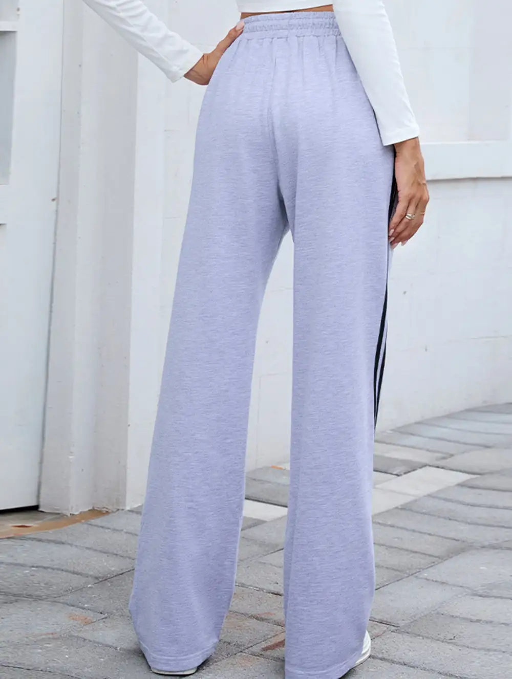 Tie Waist Wide-Leg Sweatpants