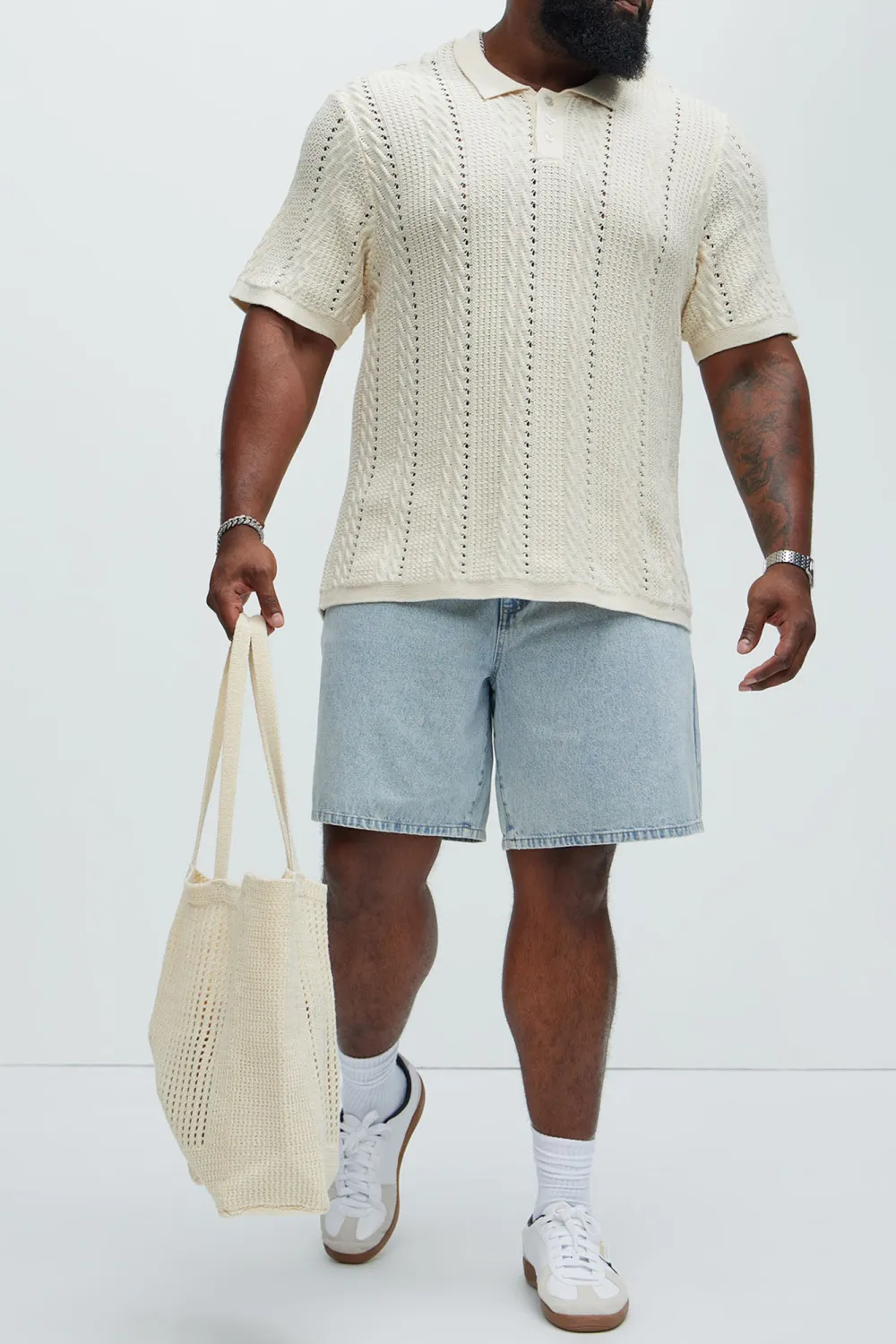 Boho Fold Down Collar Knitted Polo