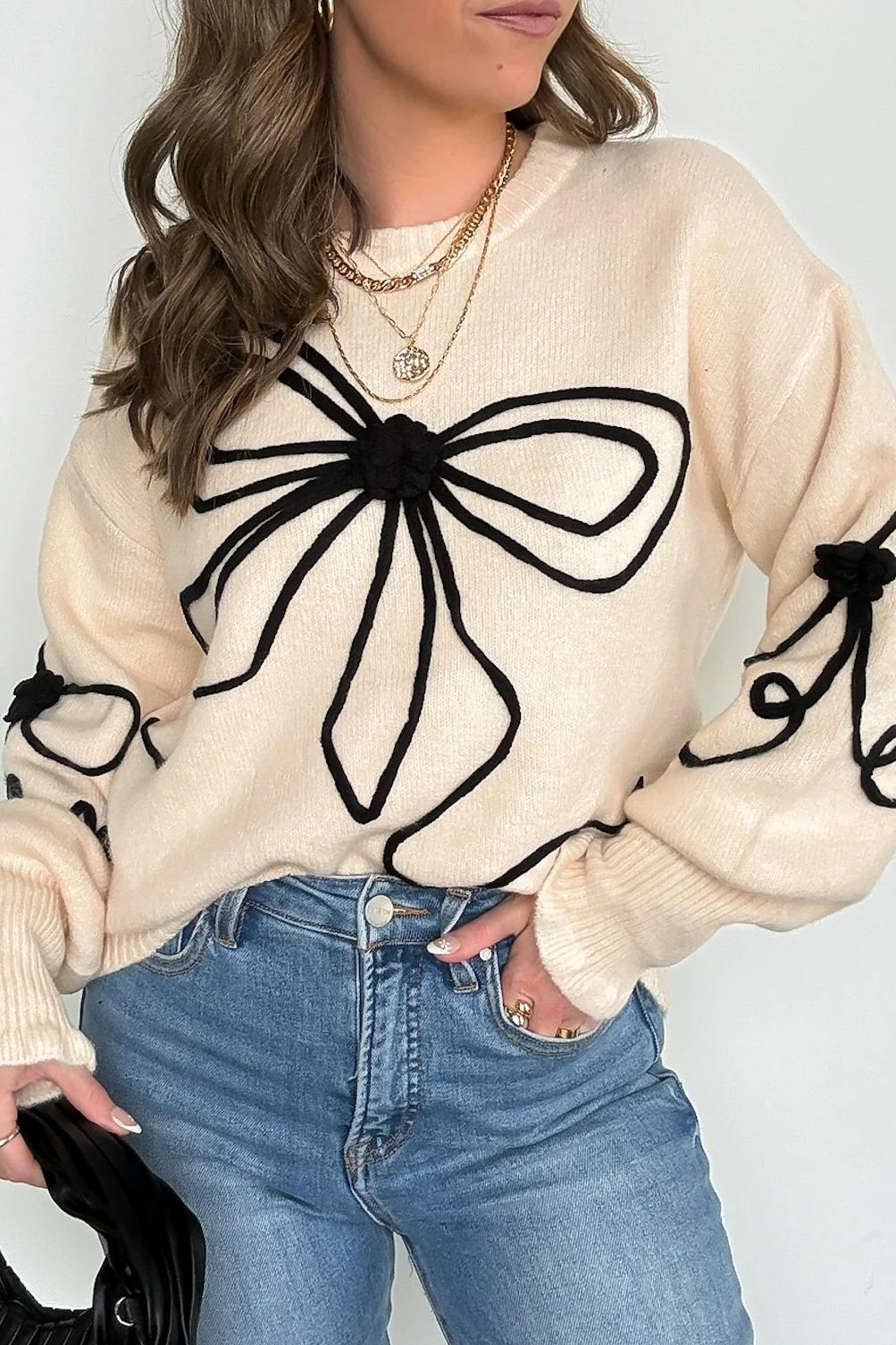 Bow Embroidered Sweater