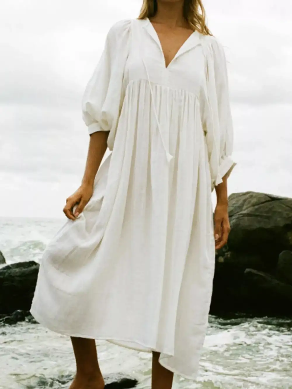 Structured Shape Tie Midi Dress