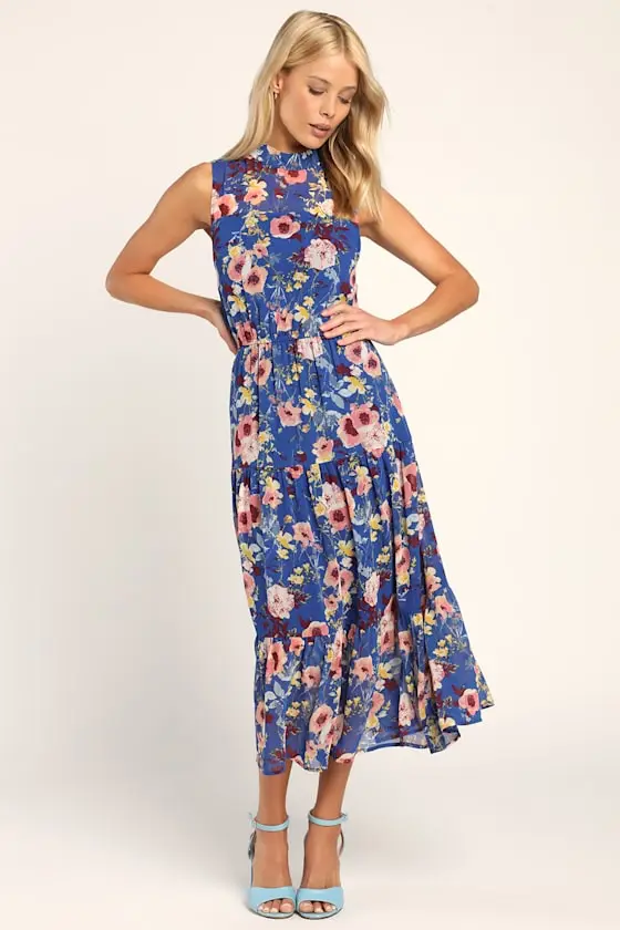In My Dreams Mauve Floral Print Midi Dress