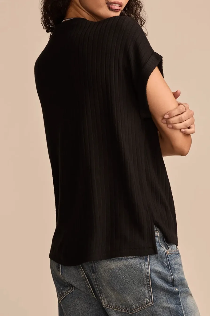 Casual V-Neck Black Tee