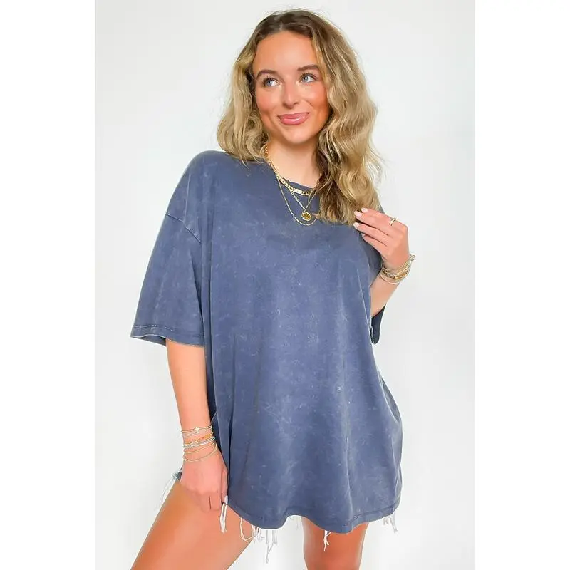 6PACK-Mineral Wash Oversized Top - BACK IN STOCK