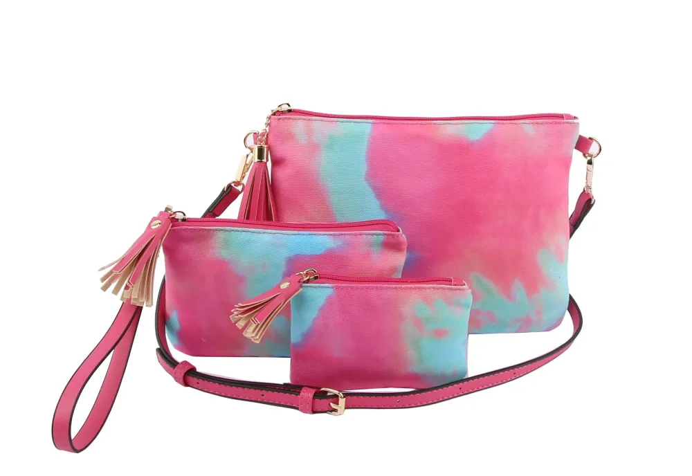 Tassel Accent Graphic Print Canvas Shoulder Bag