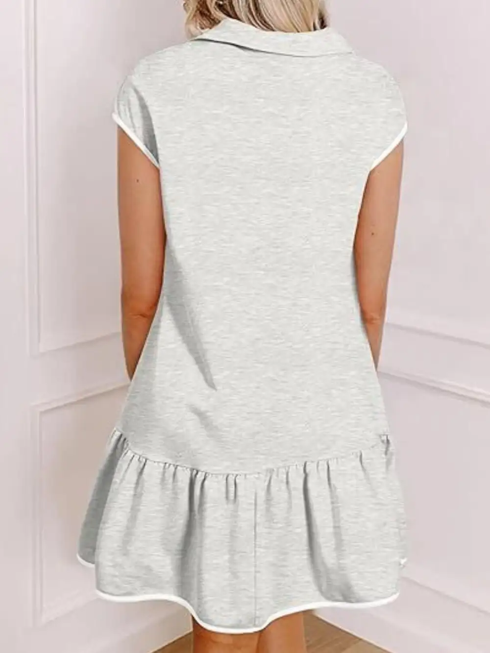 Zip Front Ruffle Dress Casual