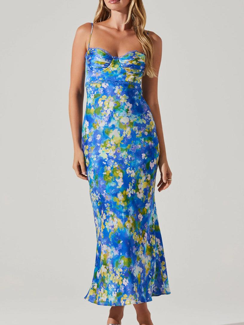 Lace Trim Bustier Maxi Dress