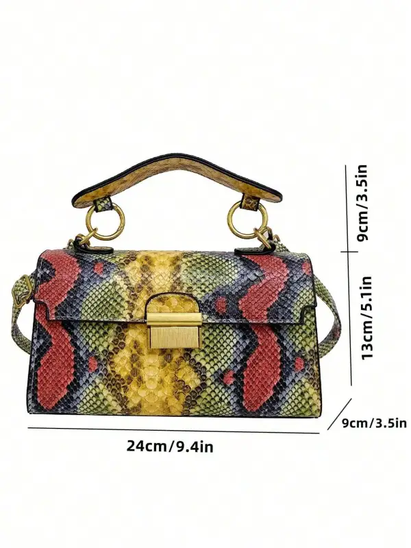 Texture Snake Print Handheld Detachable Shoulder Cross Bag