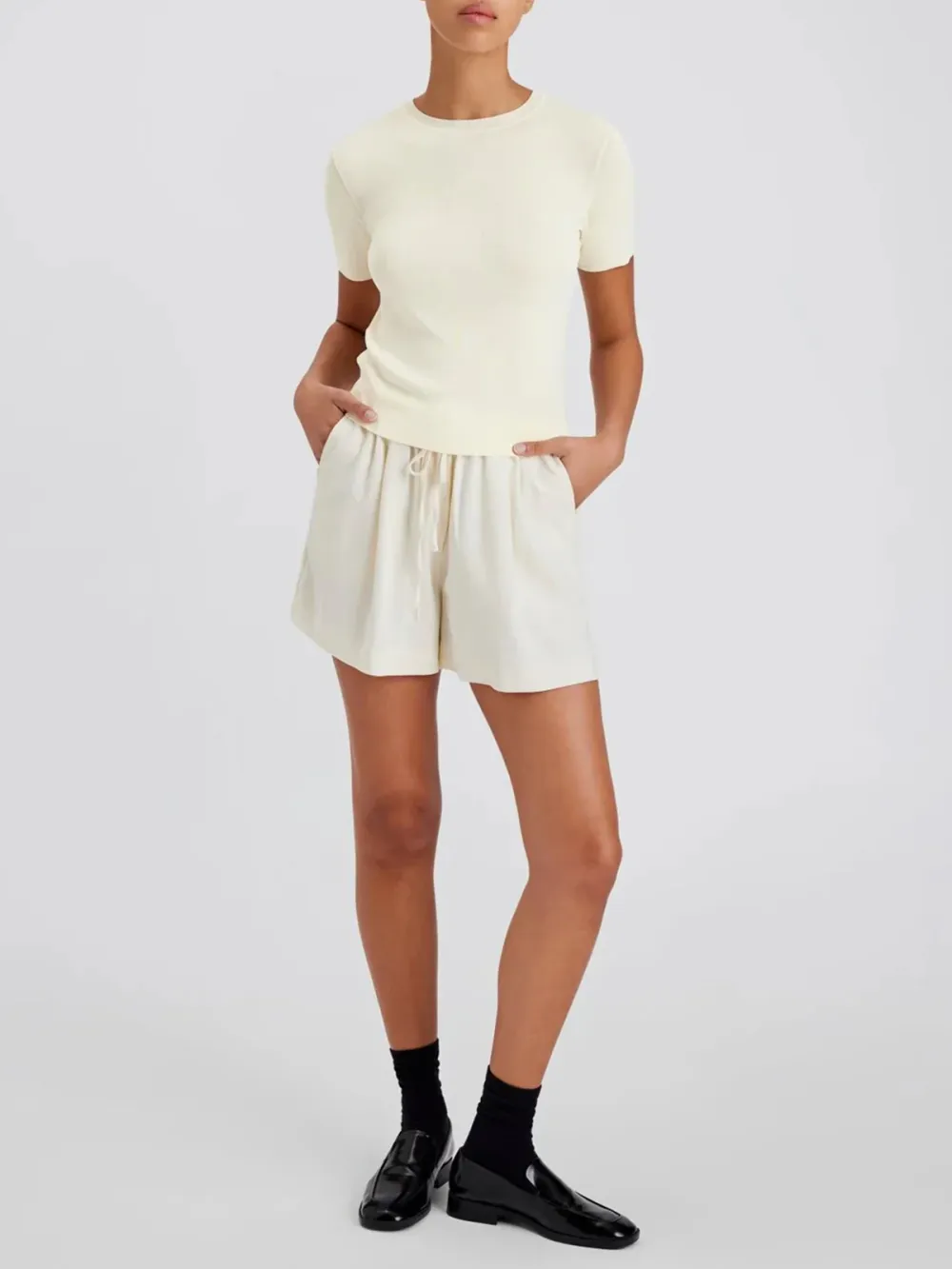 Casual Style Short Sleeve Top Tees Ecru