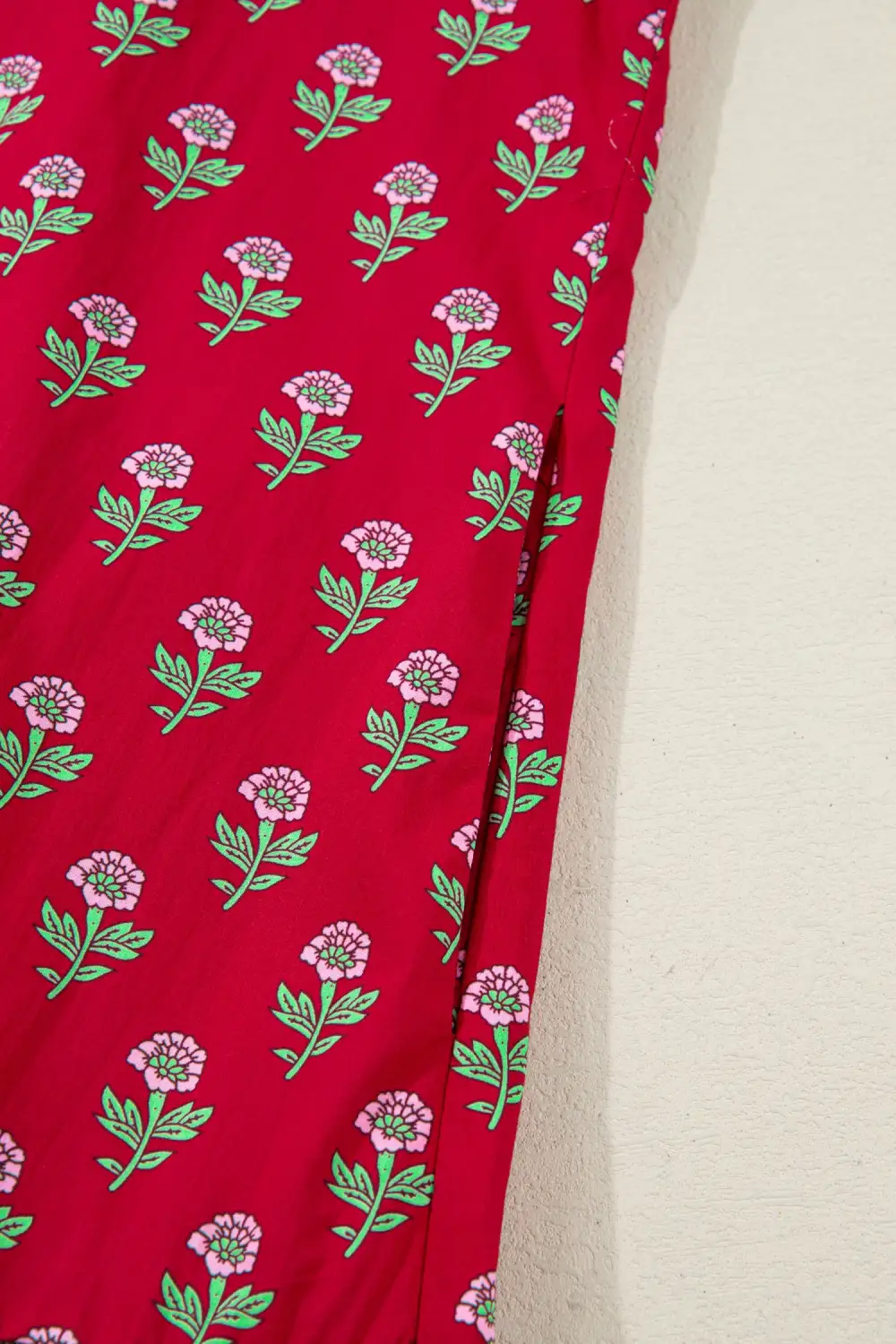 Layered Detail Floral Printed V Neck Mini Dress
