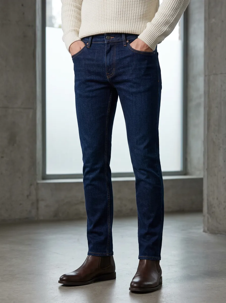 Men's Slim Fit Jeans with Zip Fly