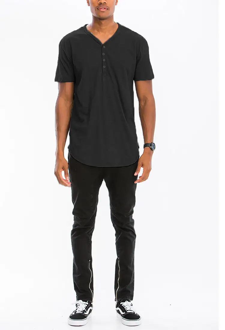 V-Neck Buttons T-Shirt
